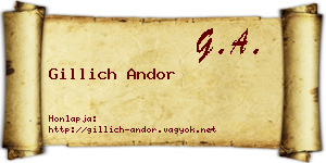 Gillich Andor névjegykártya